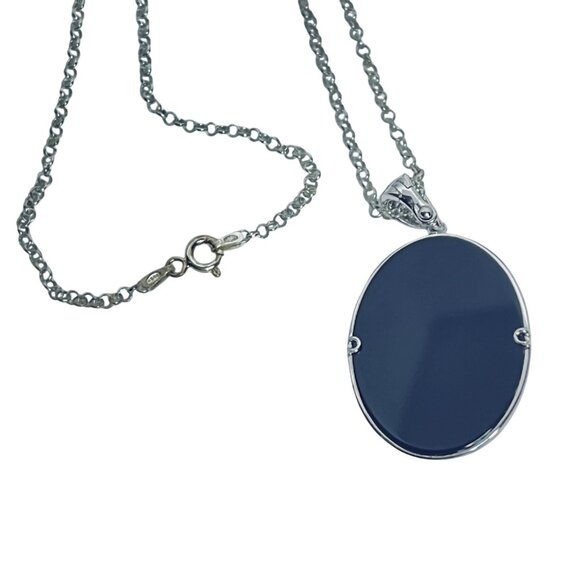 Affinity Diamonds Sterling Silver Necklace W/Diamond And Onyx Pendant (5998) - Picture 6 of 7